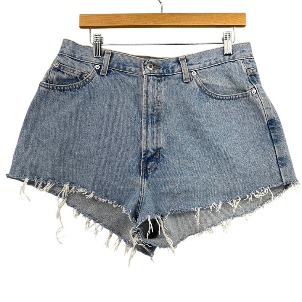 VTG Gap Reverse‎ High Waisted Cutoff Denim Shorts Light Wash Blue SZ 6 Festival